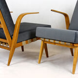 2 fauteuils en bois courbé du milieu du siècle de drevozpracujici druzstvo, 1962, ensemble de 2
