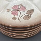 Compartmented plates in colored stoneware with Flower pattern