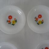 6 assiettes  fleurs orange jaune calotte arcopal vintage