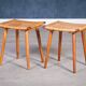 Teak Stools with Caning, 1960s, Set of 2