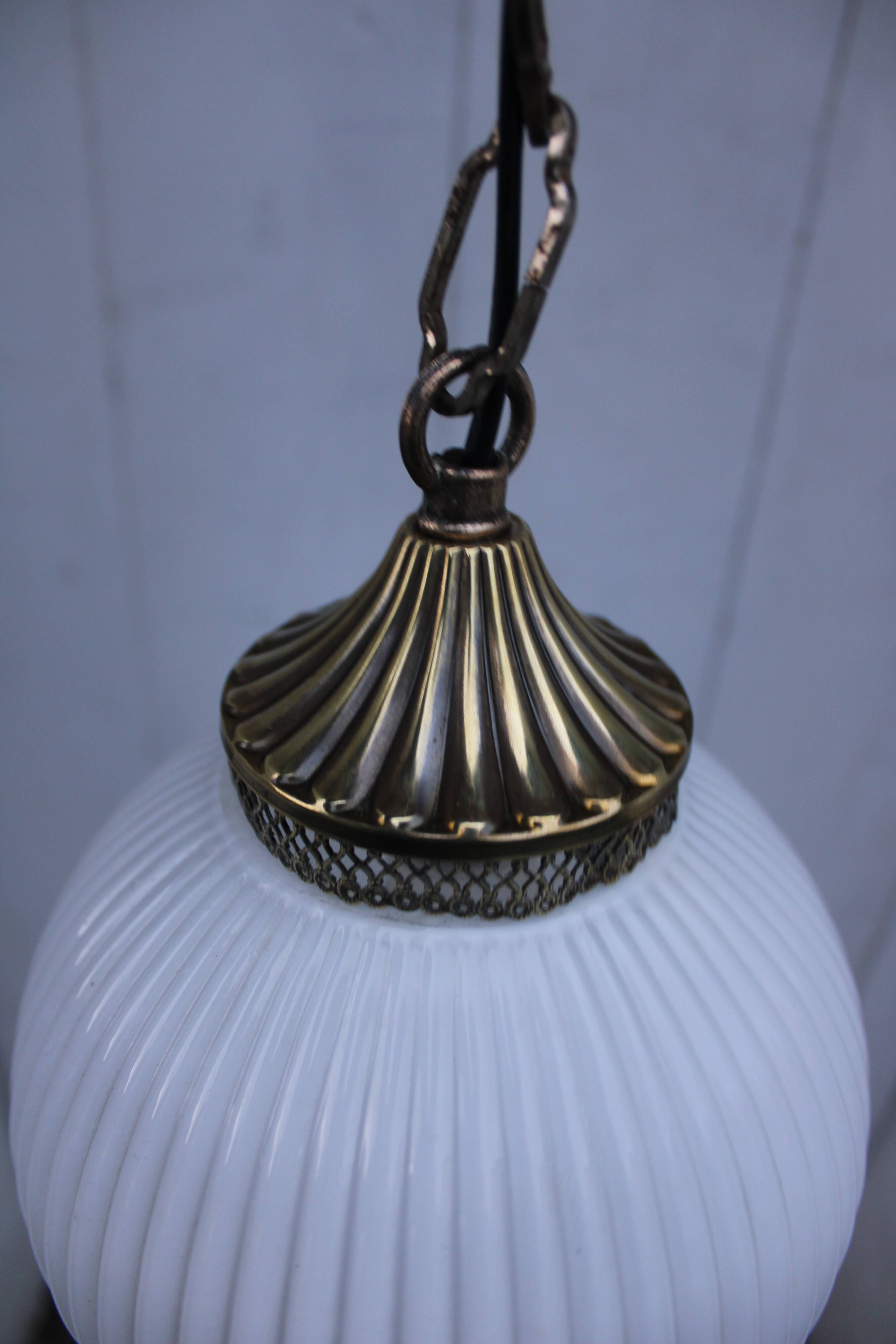 Italian brass and opaline hanging