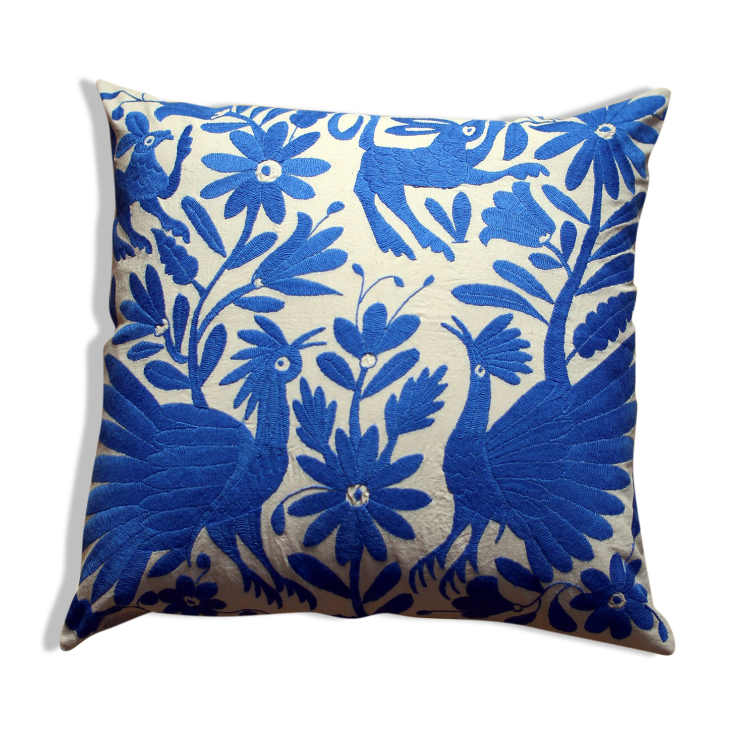 Hand-embroidered cushion