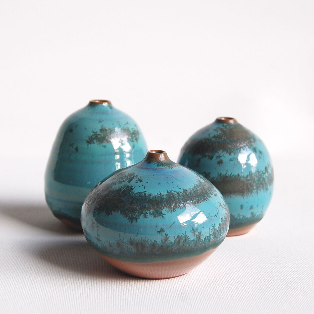 Trio of green miniature ceramics Antonio Lampecco