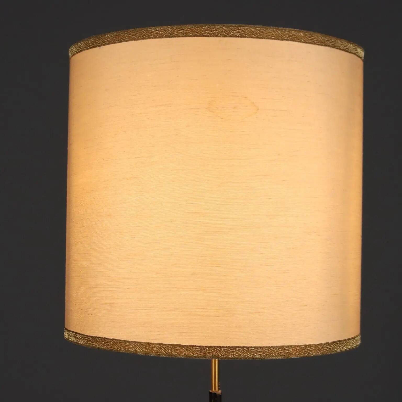 Vintage floor lamp in marble, metal, and fabric, designed in the 1950s-1960s.