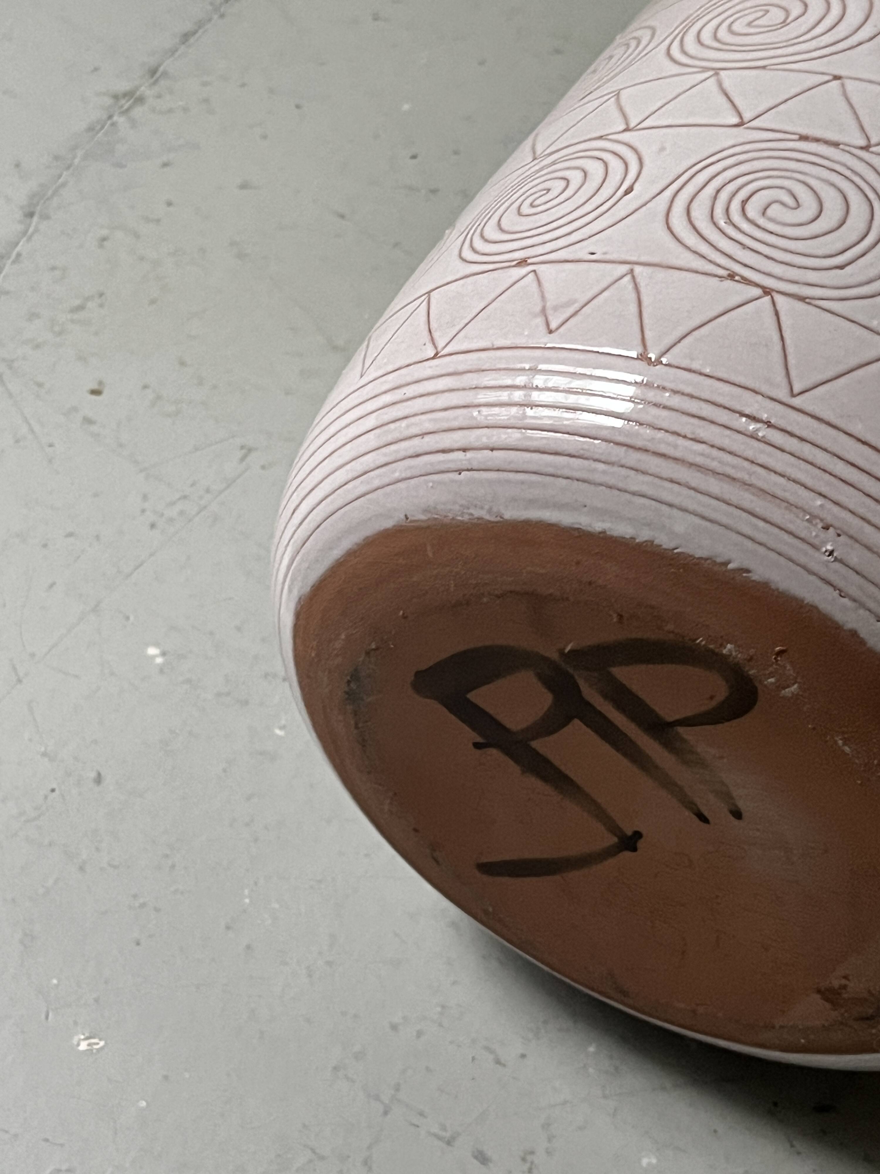 large vase / cache pot in enamelled ceramic signed Robert Picault, Vallauris 1950