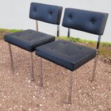 Paire de chaises en skaï design chromé - 1950s