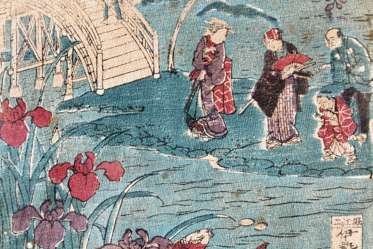 Lot de 3 estampes japonaises sur papier crépon