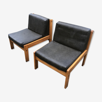 Paire de chauffeuses Baumann 1970
