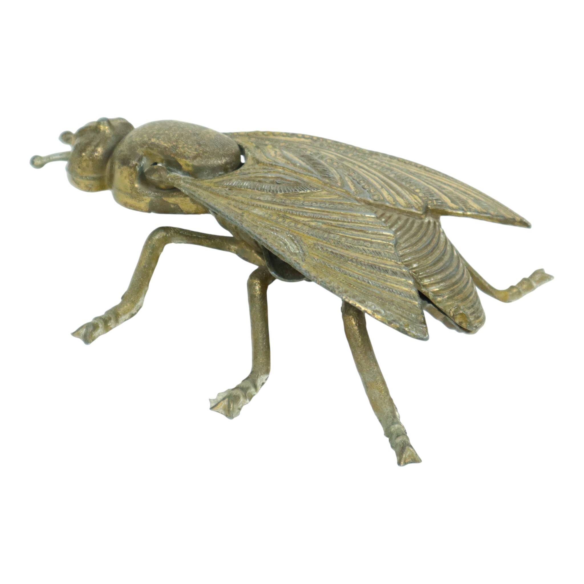 Vintage Copper Plated Fly Ashtray Figurine Italy Sixties