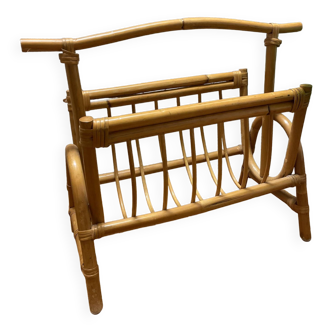 Vintage rattan magazine rack