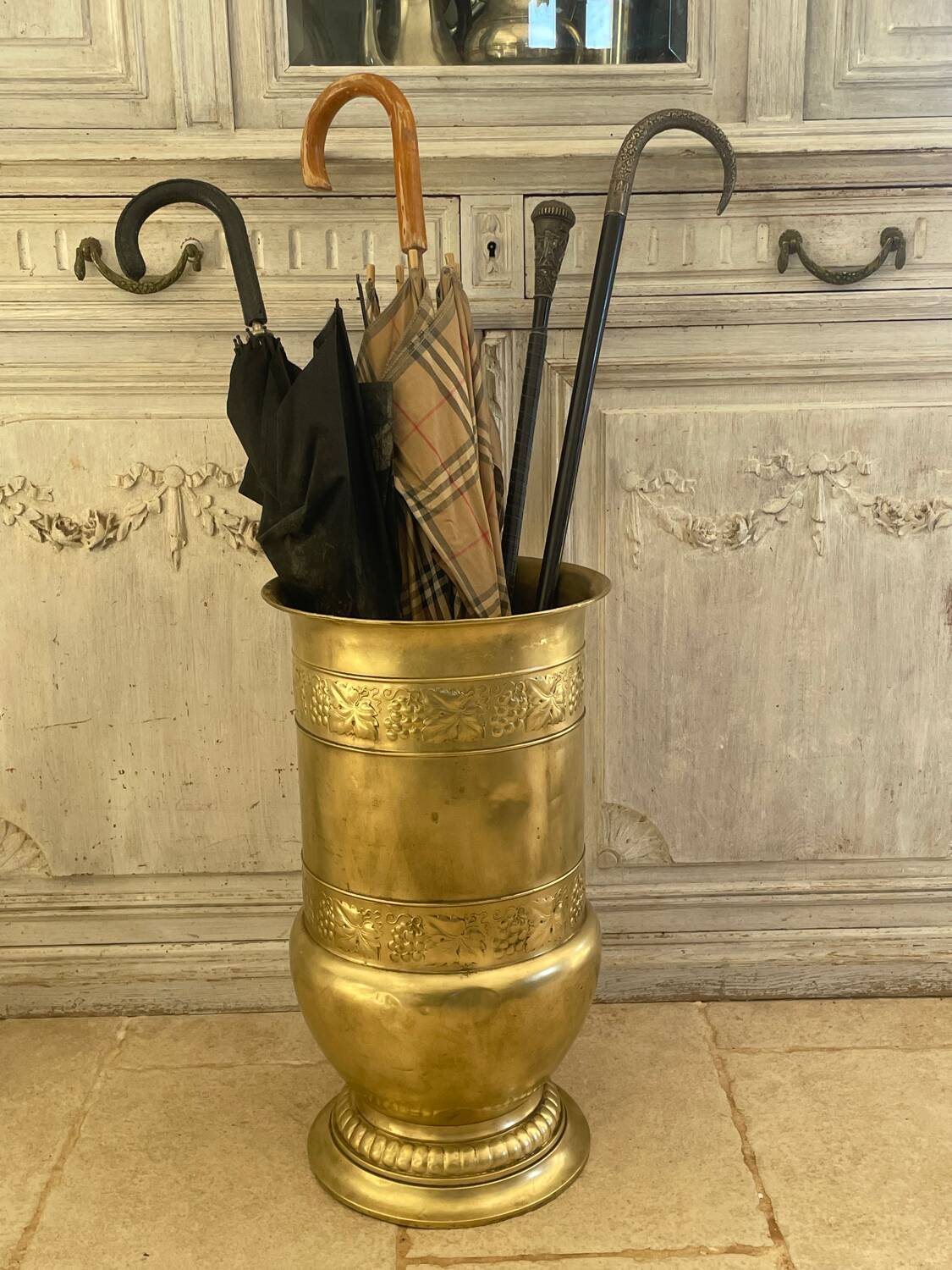 Antique brass umbrella stand