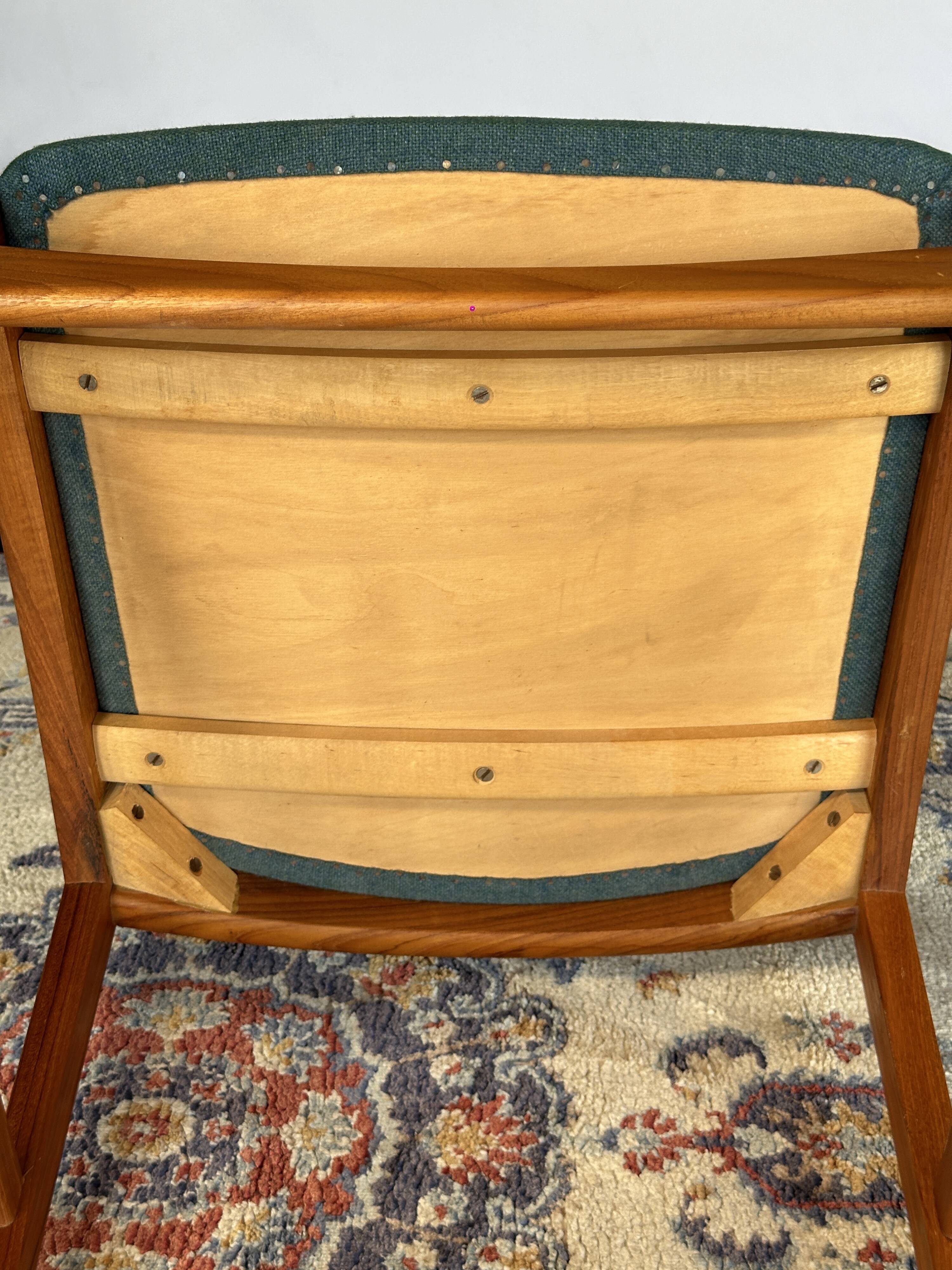 Set of 4 vintage Danish wood and wool chairs by Sax, Denmark 1960s