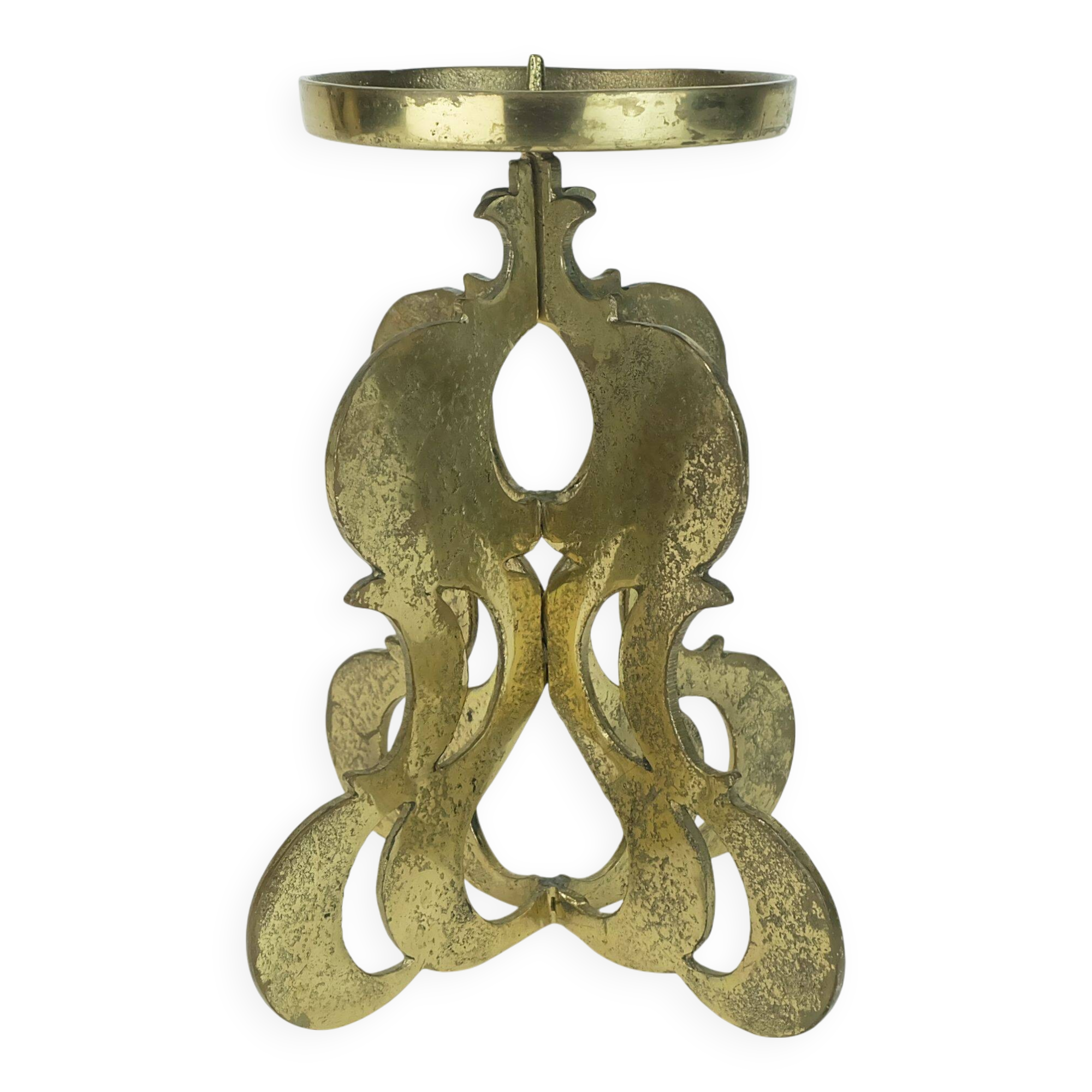 1960s mid century brutalist brass CANDLEHOLDER for one big candle