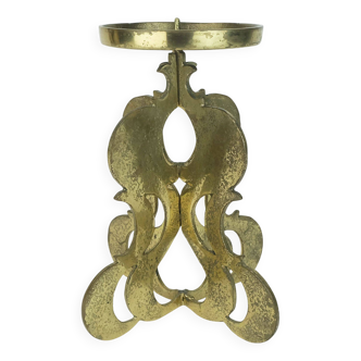 1960s mid century brutalist brass CANDLEHOLDER for one big candle