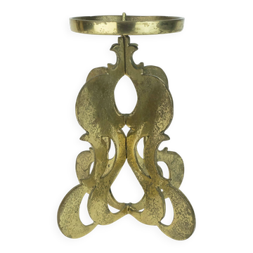 1960s mid century brutalist brass CANDLEHOLDER for one big candle