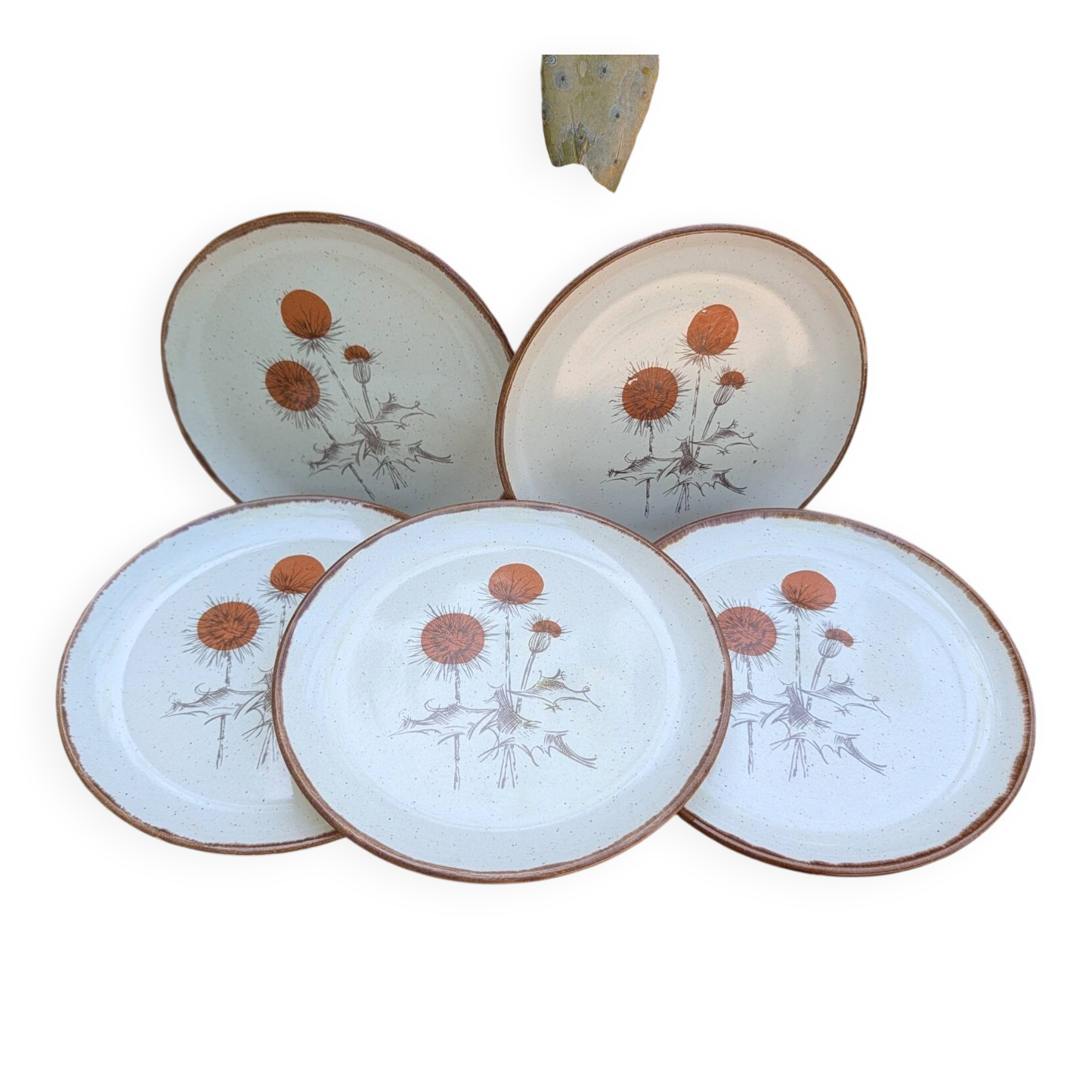 5 flat plates ADP Chardon decor from the 1970s