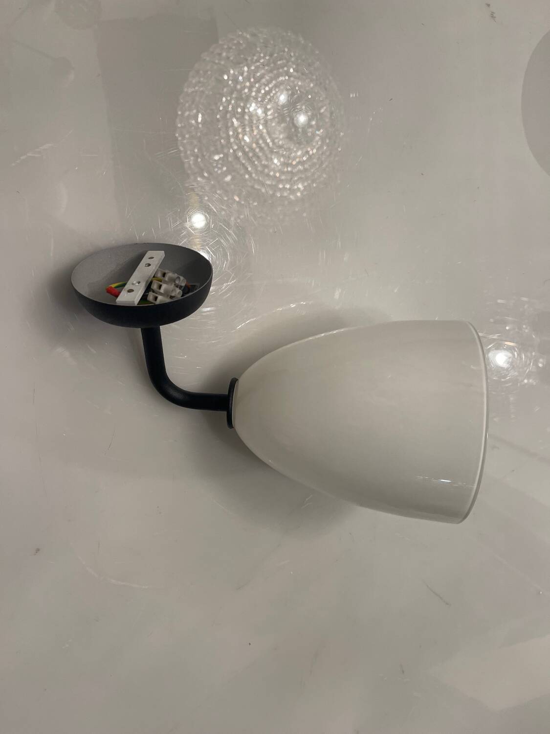 Black and white  Opaline Glass Sconces Set of 2