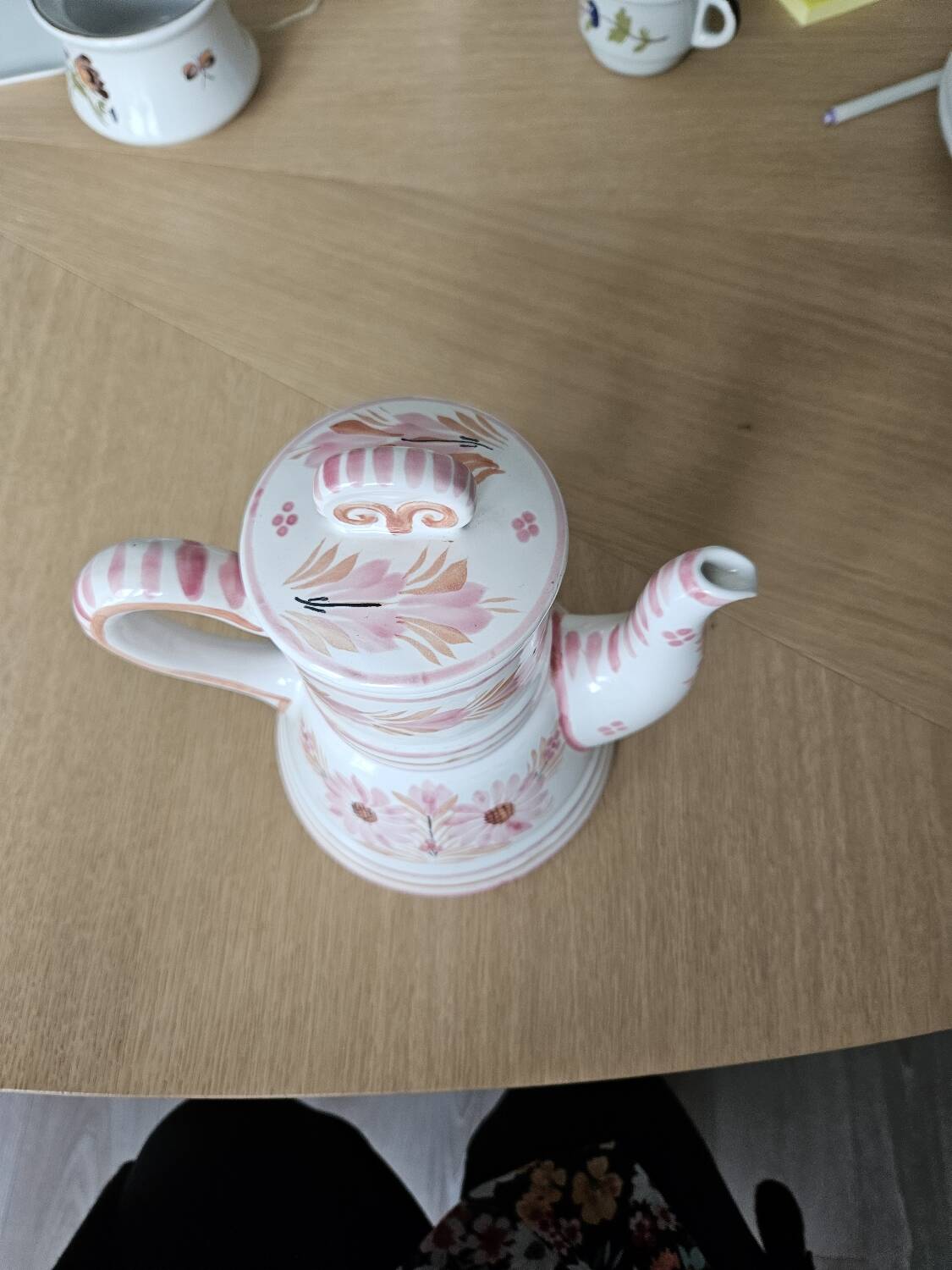 HB HENRIOT QUIMPER pink flower coffee maker