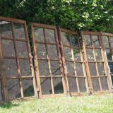 Lot of 4 oak windows H141xL112/117cm old small panes