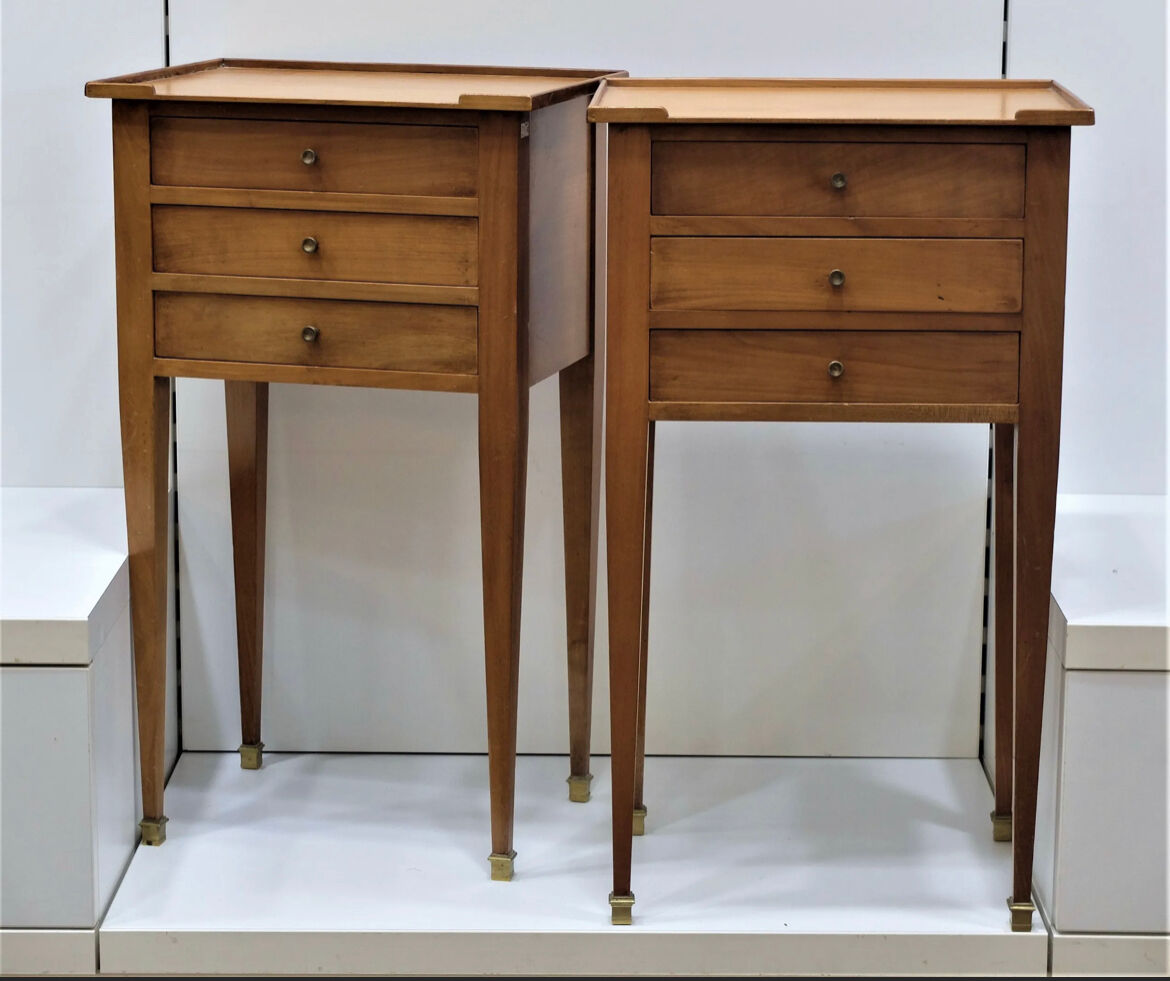Pair of Louis XVI style cherry bedside tables