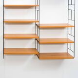 1960s teak wall shelf, manufacturer WHB, eight shelves