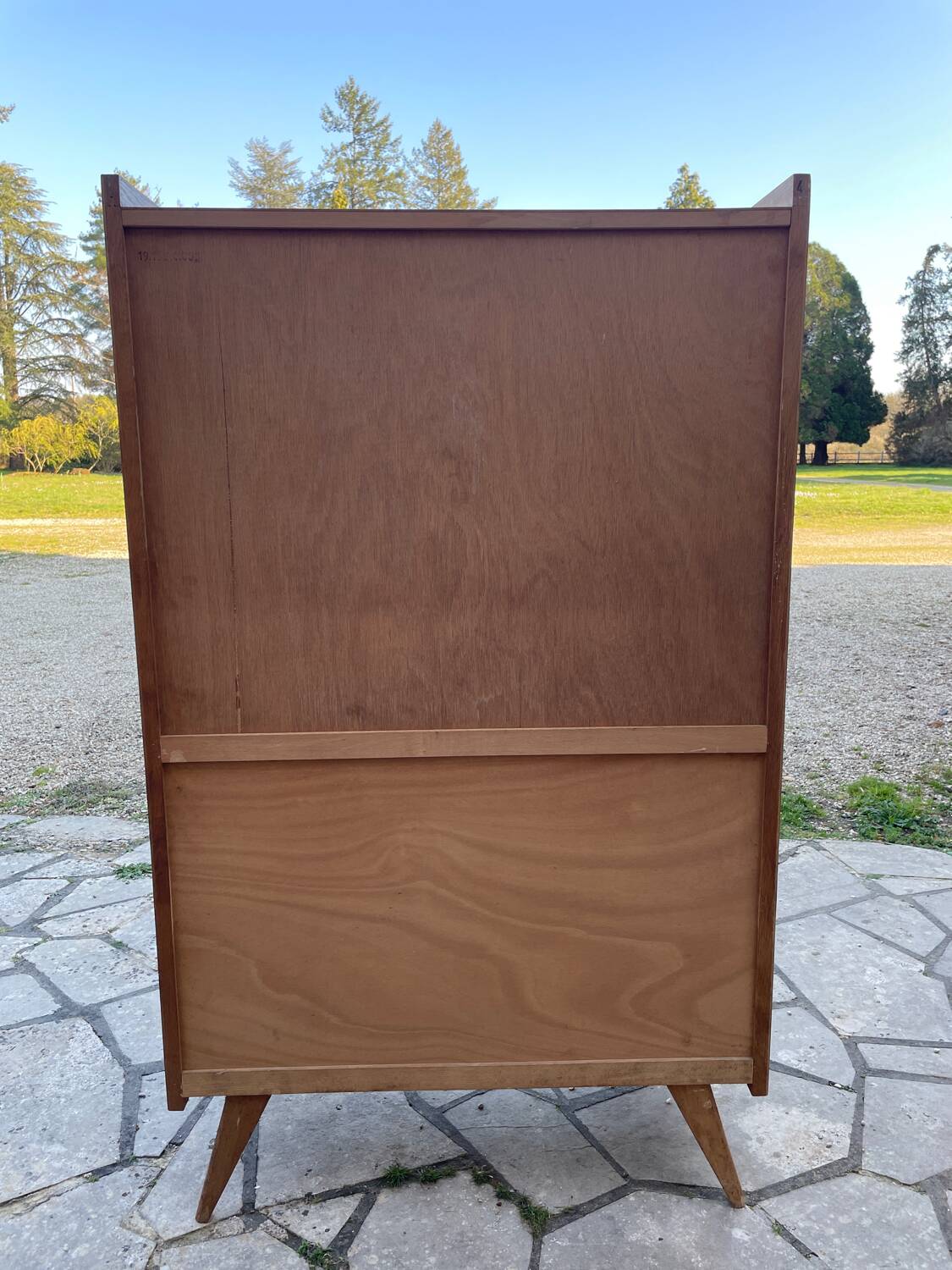Secrétaire bois et rotin vintage