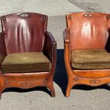 Lounge chairs and ottoman attributed to Otto Schultz for Boet AB, Sweden, 1930s, set of 3