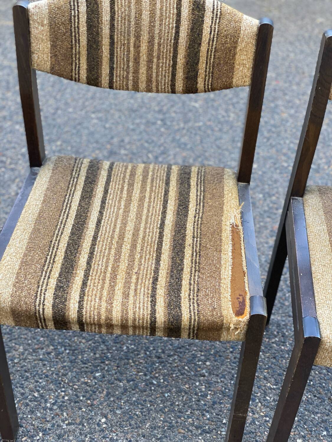 Set of 4 vintage Scandinavian Self chairs in solid wood and wool