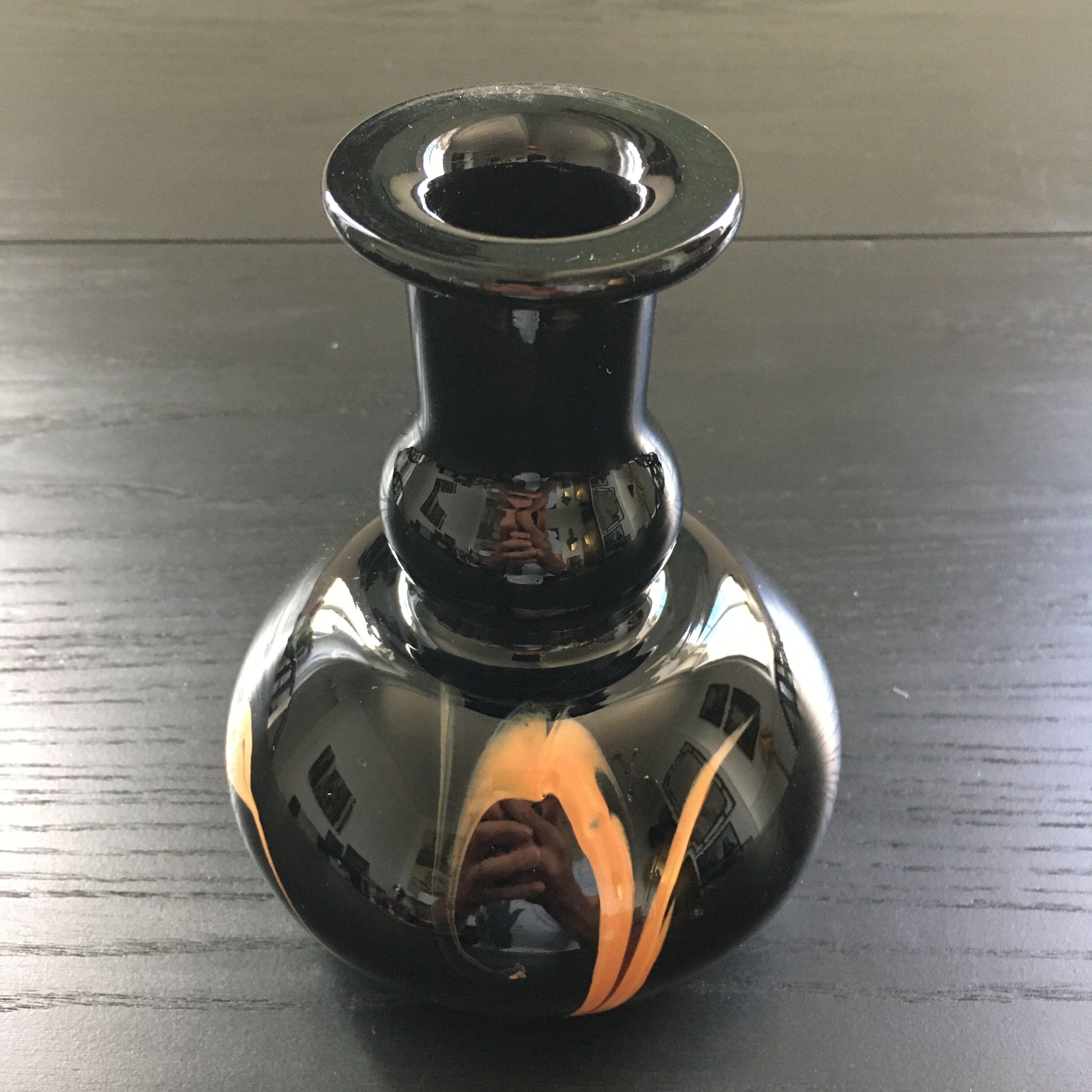 Black glass vase