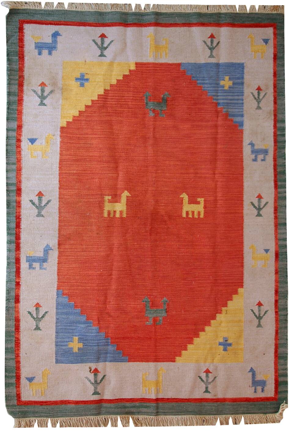 Kilim vintage fait main Gabbeh persan 171cm x 229cm (1960s)