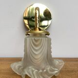 Gold bent applique vintage glass tulip