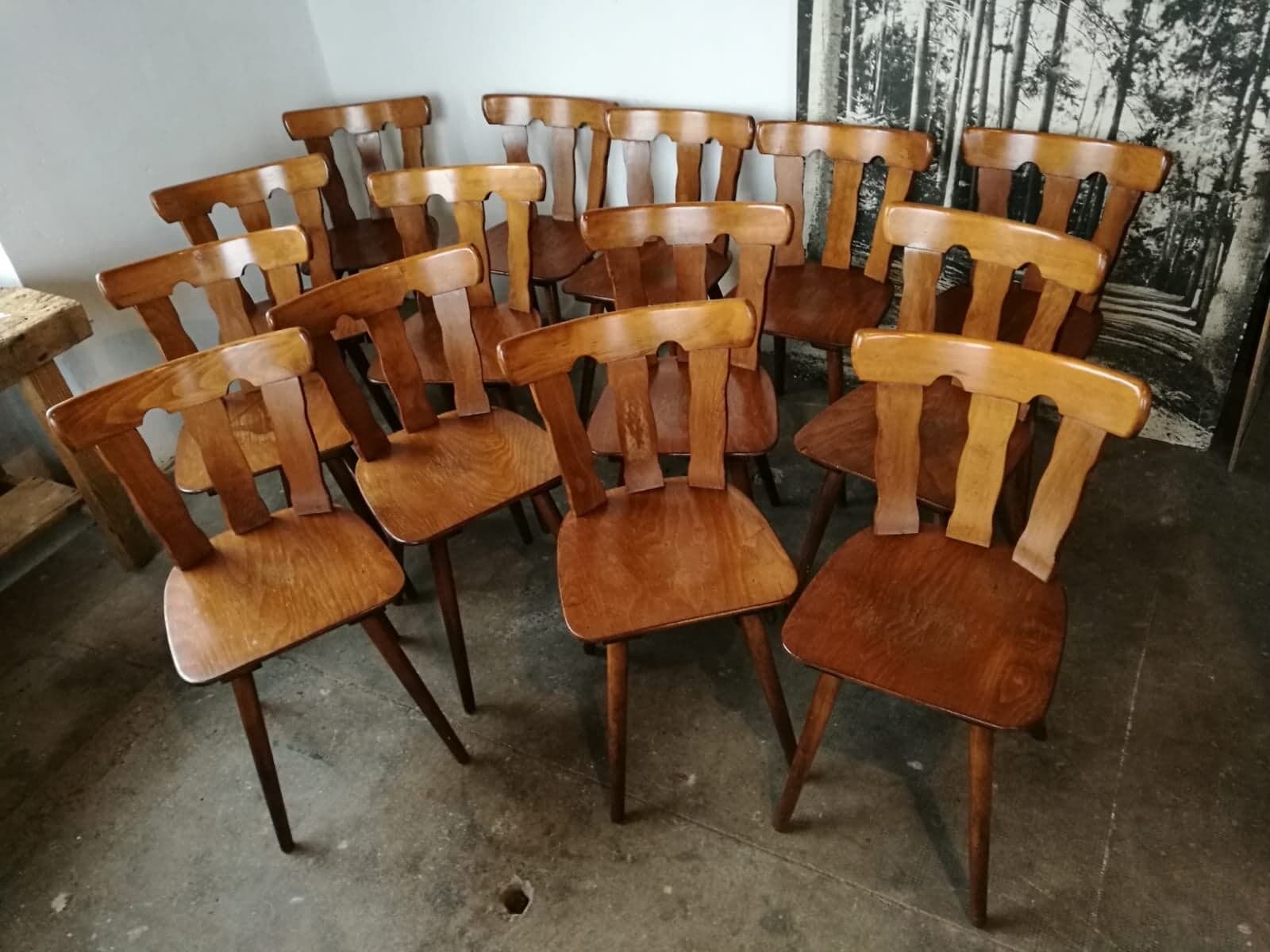 Lot of 14 vintage bistro chairs