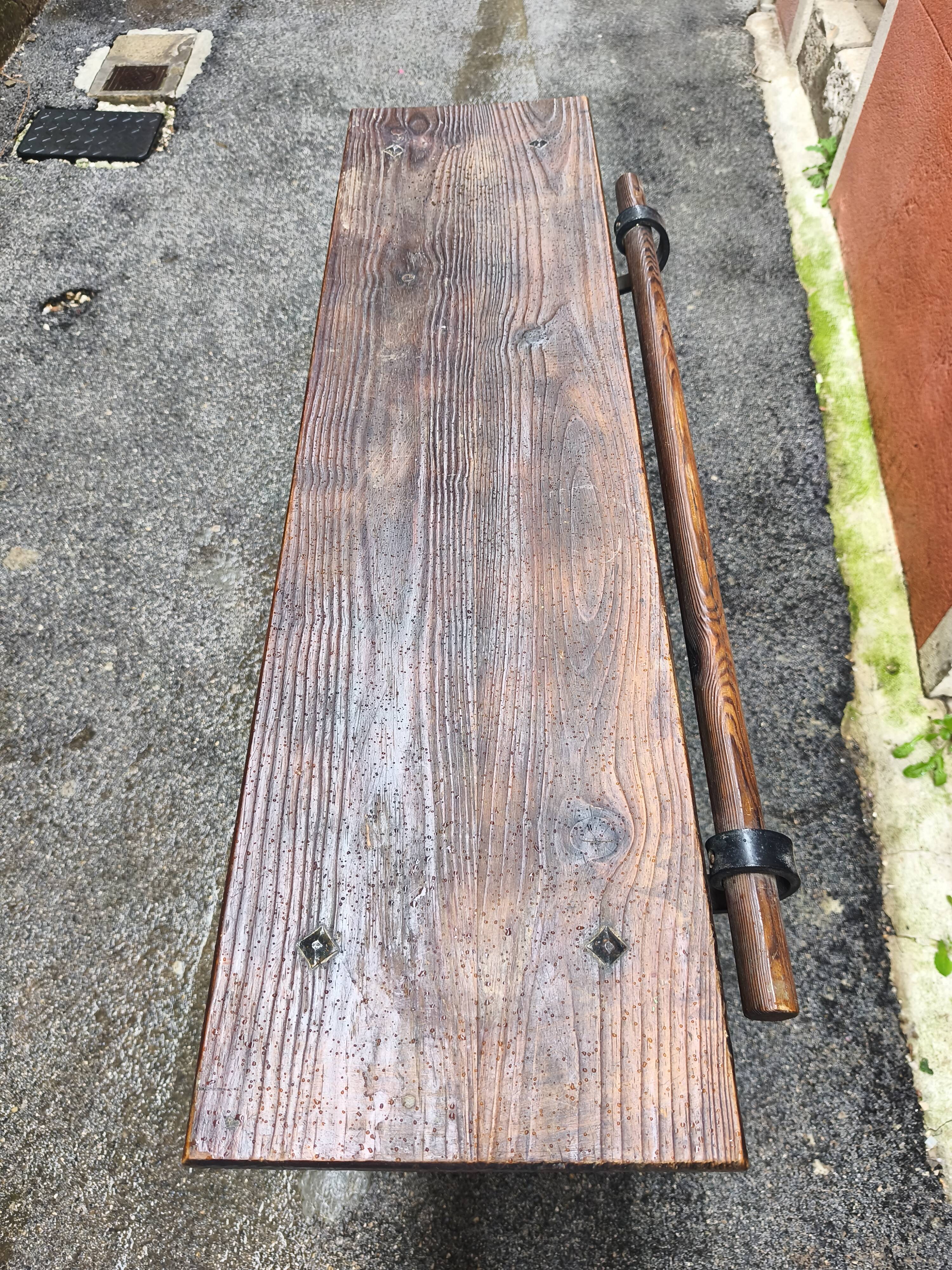 Old Spanish Bar Counter in Solid Pine & Wrought Iron – 1960