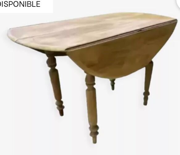 Table campagne ronde à rabats.