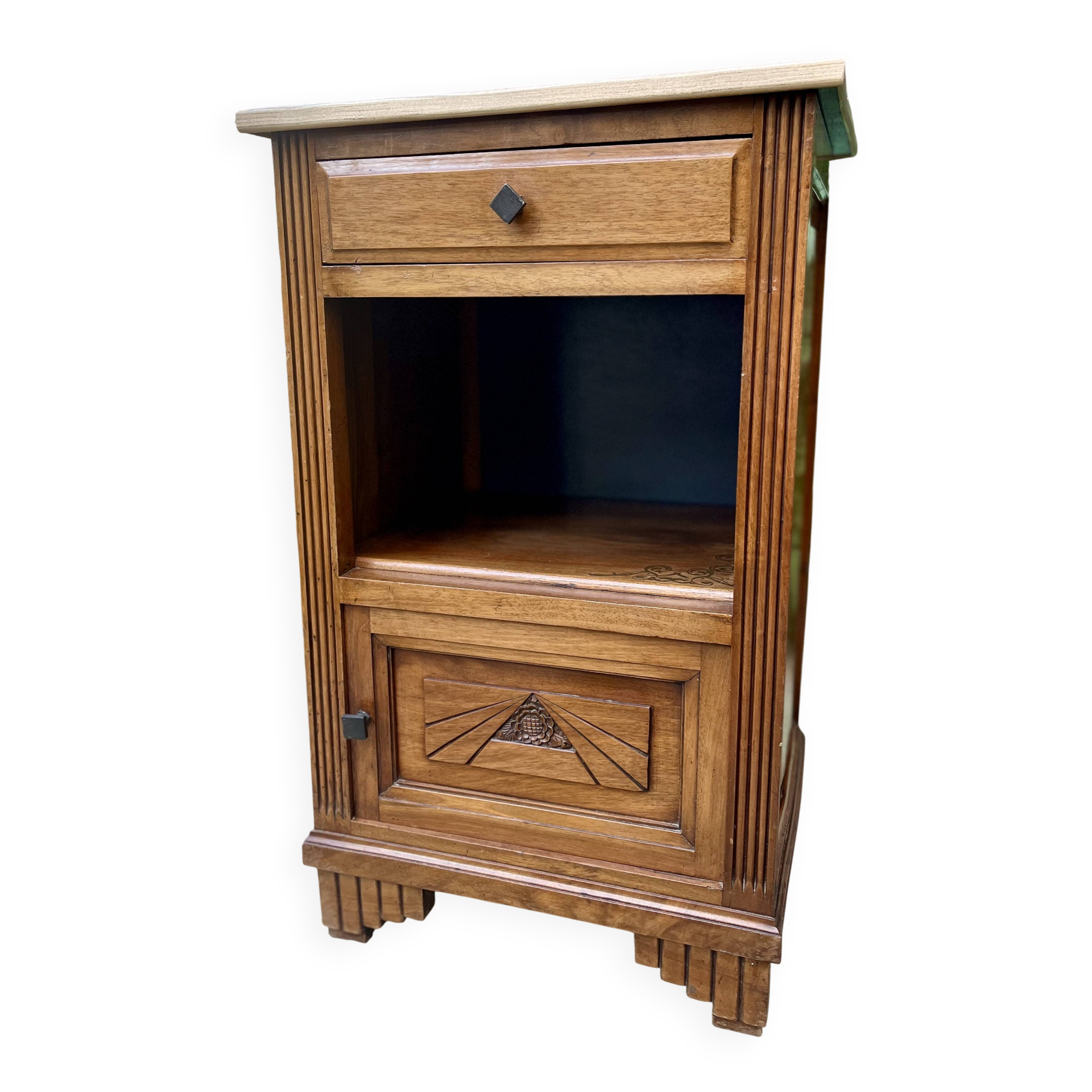 Refurbished Art Deco furniture – satin black & gold accents, one-of-a-kind piece