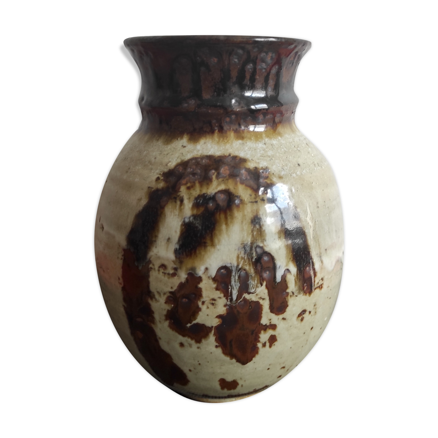 Enamelled sandstone vase – 60s/70s
