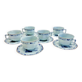 6 octagonal tea cups and saucers porcelain Haviland Limoges