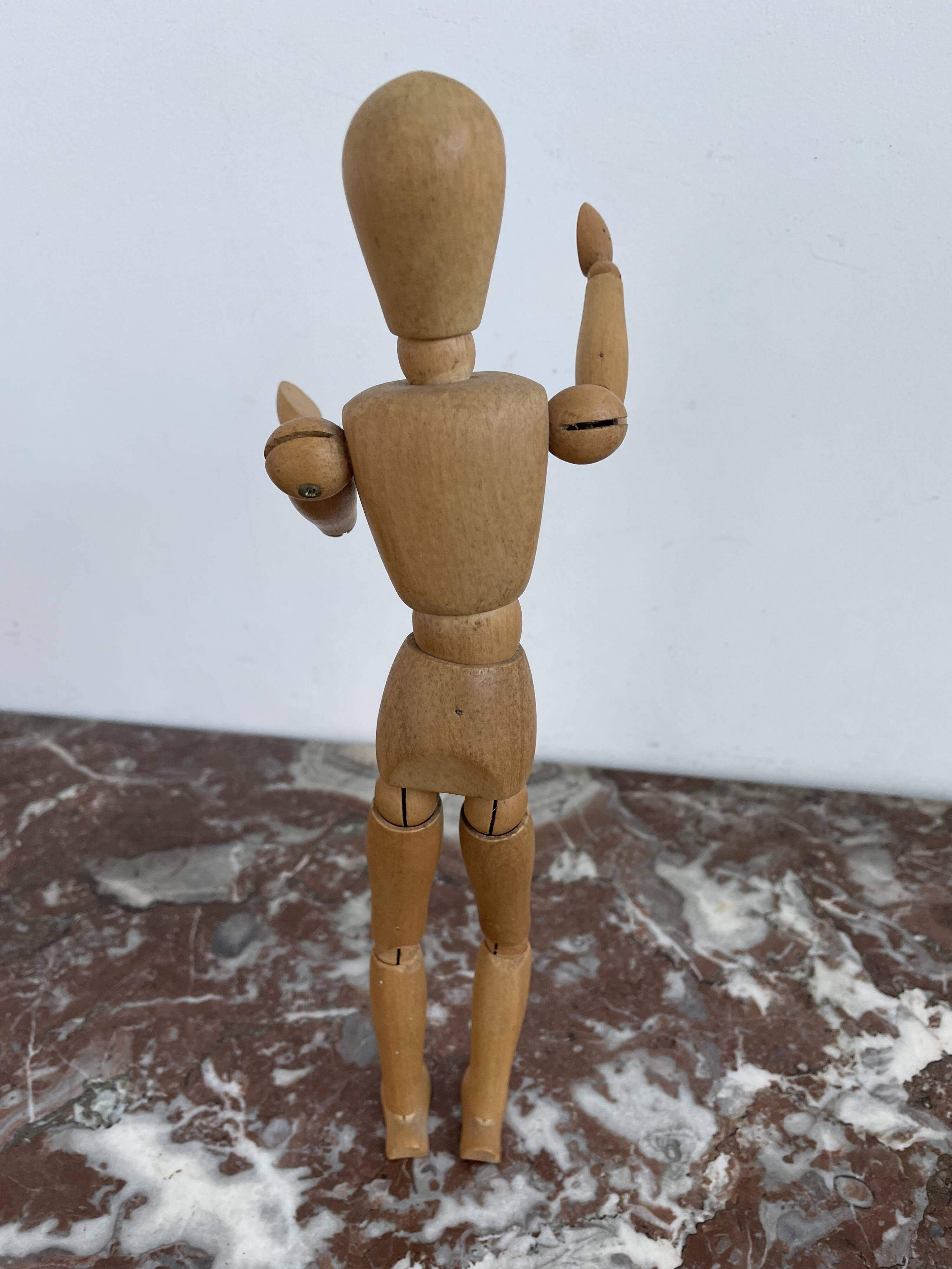 Articulated drawing puppet, wooden mannequin, drawing accessory, vintage French, window decor