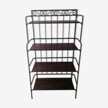 Wooden shelf and wrought iron