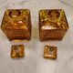Lot of 2 vintage carafes in amber glass
