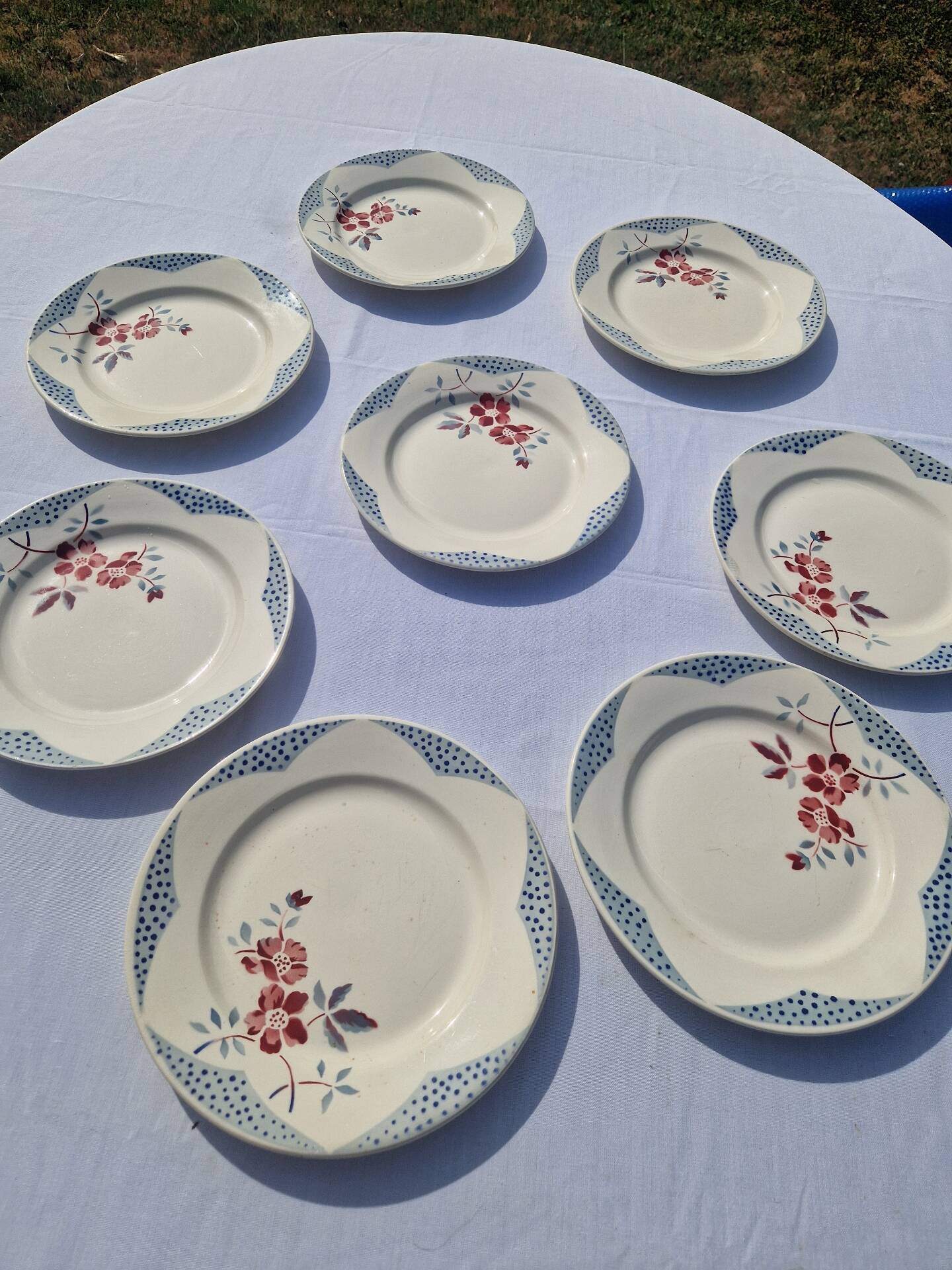 Set of 8 Flat Plates Barfleur Model Sarreguemines Manufacture