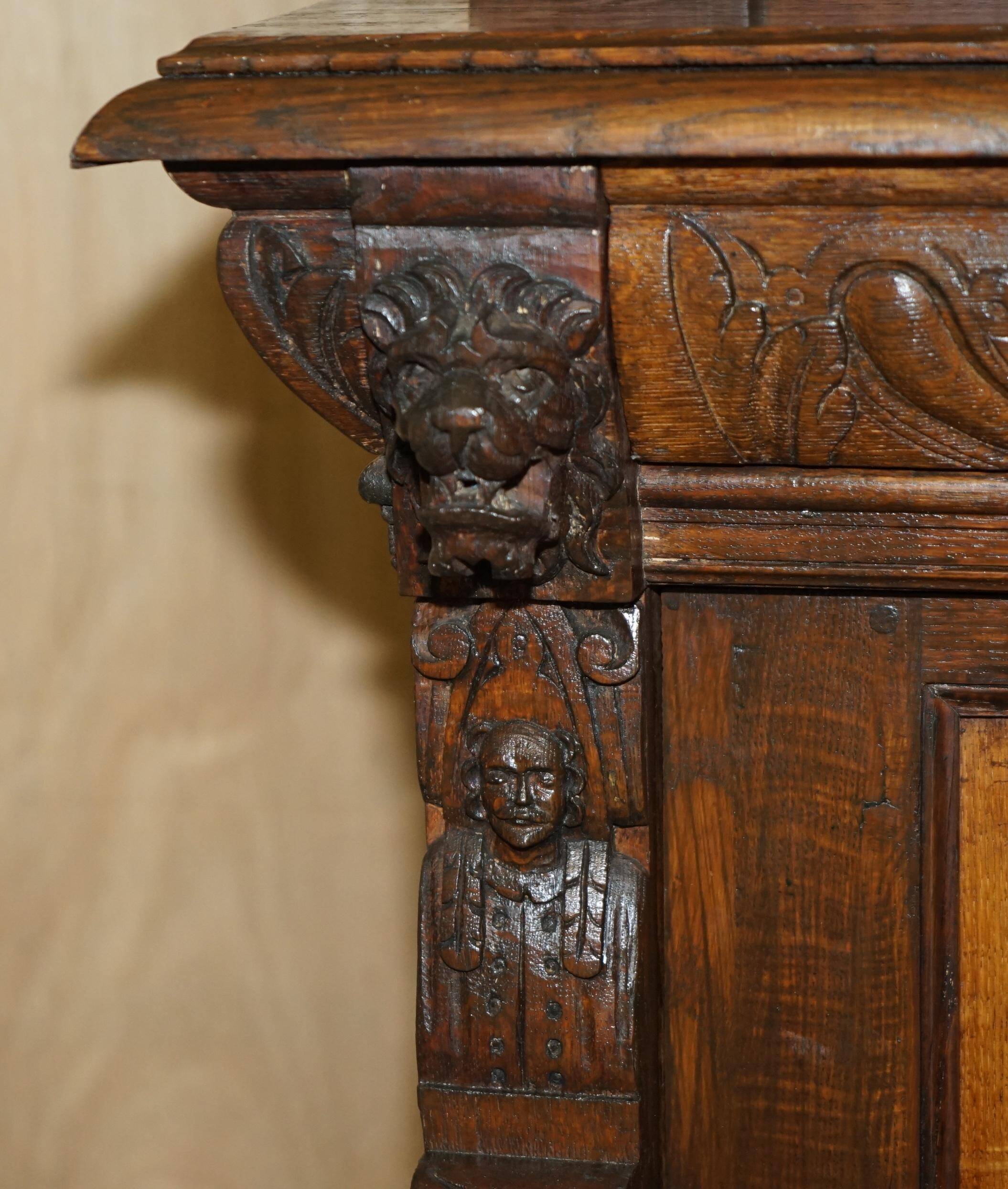 Pair of Victorian Jacobean Gothic Revival bookcases
