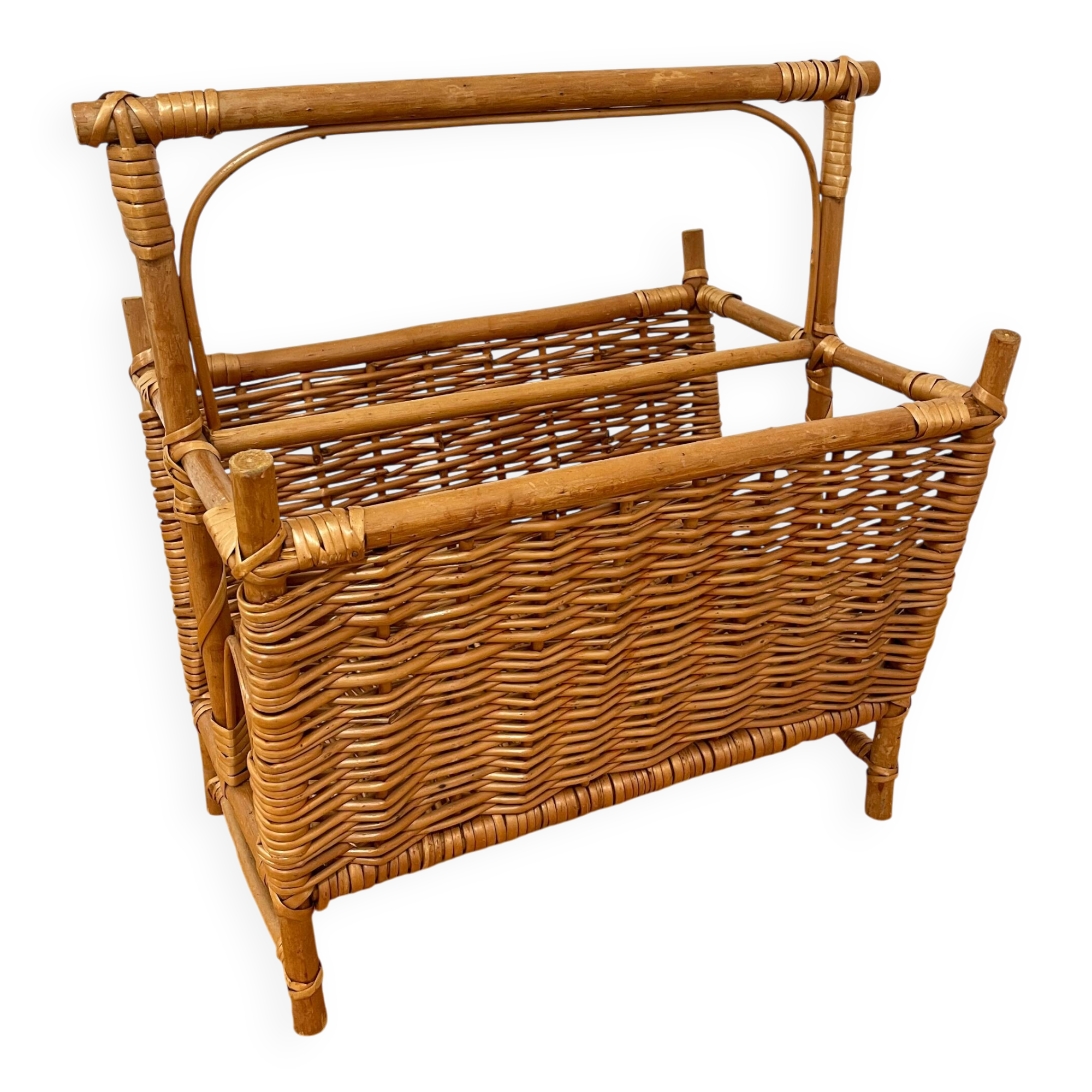 Rattan magazine rack - 60s/70s - Riviera spirit