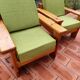 Pair of vintage brutalist armchairs in solid pine from the 80s DLG Regain