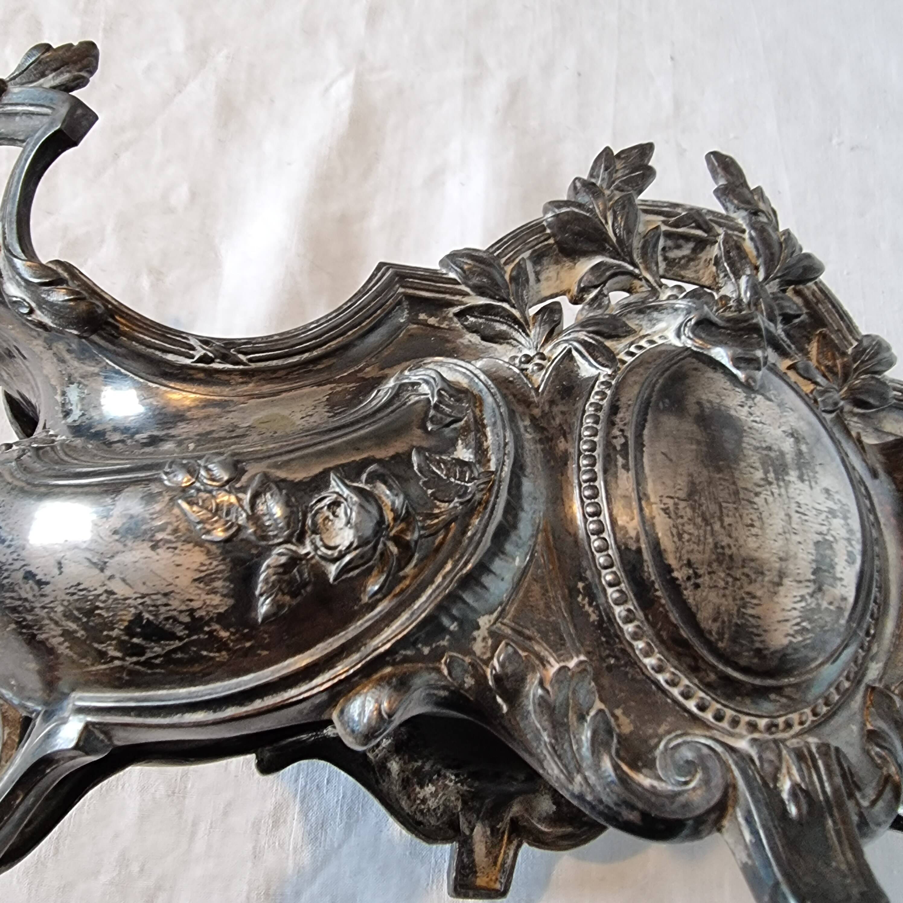 Late 19th century plated bronze planter, Louis XV style rocaille decoration