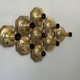 Set of 9 brass wall lights, Motoko Ishii for Staff Leuchten 1970