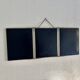 Miroir triptyque de barbier en simili cuir bleu, 1950