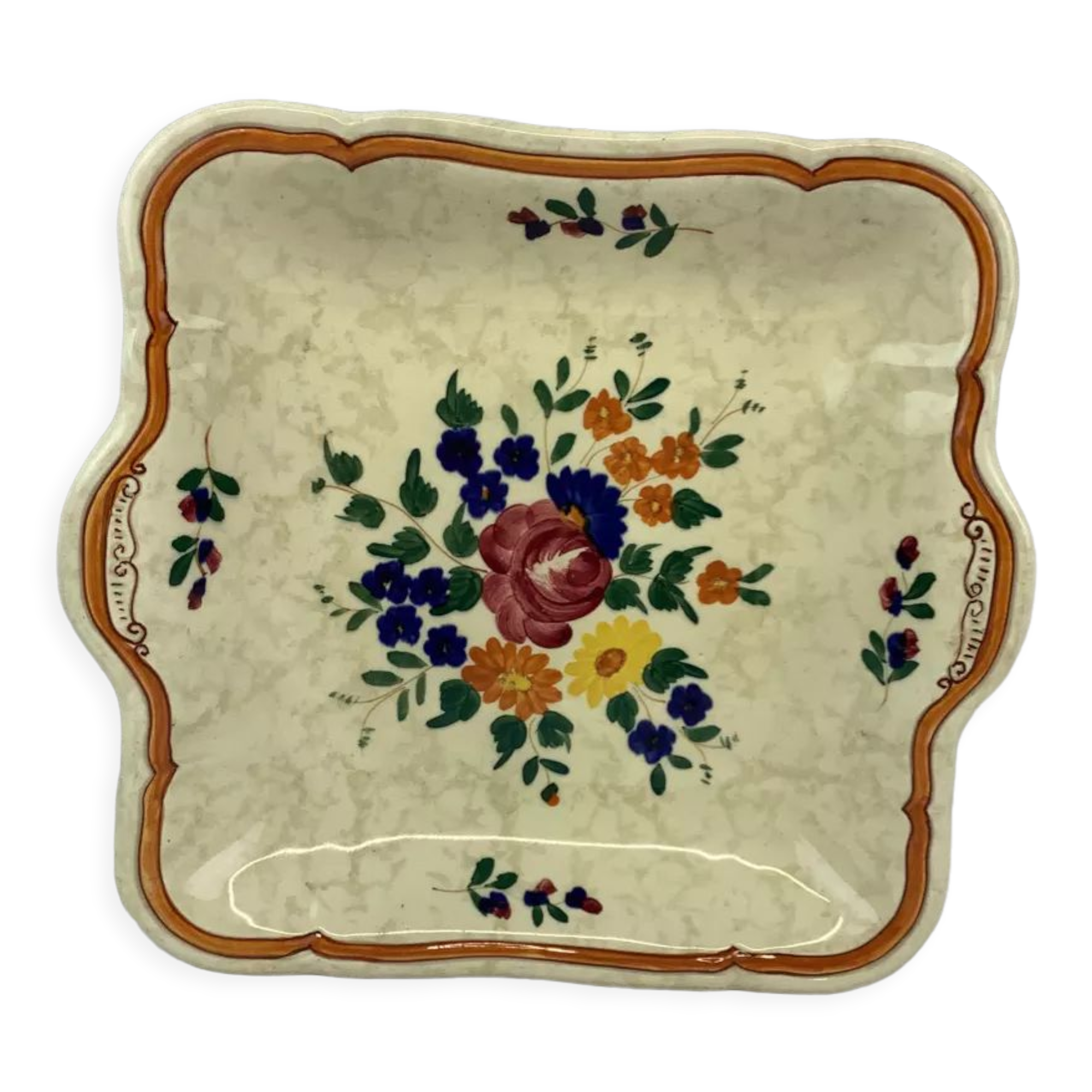 Old hollow square dish with handles made in France Longchamp