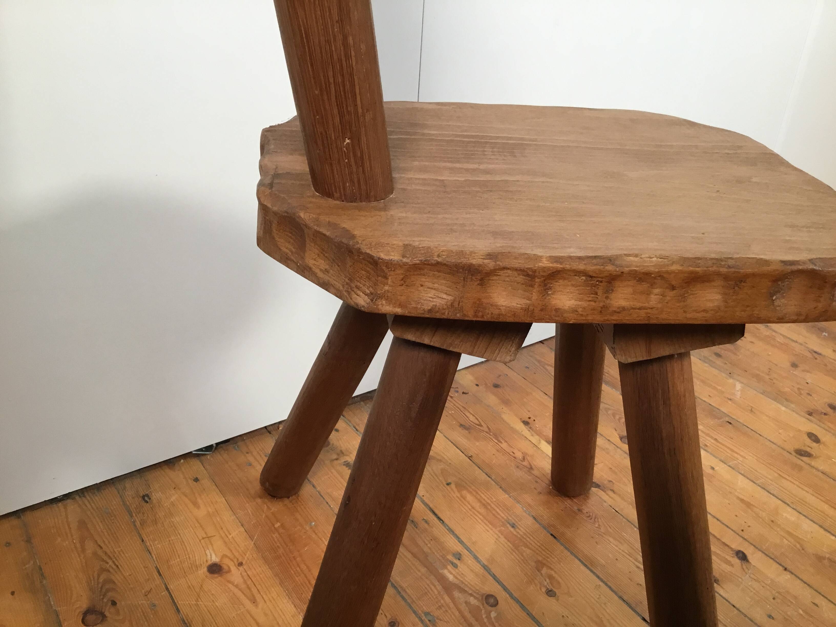solid oak brutalist organically shaped chair
