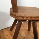 solid oak brutalist organically shaped chair